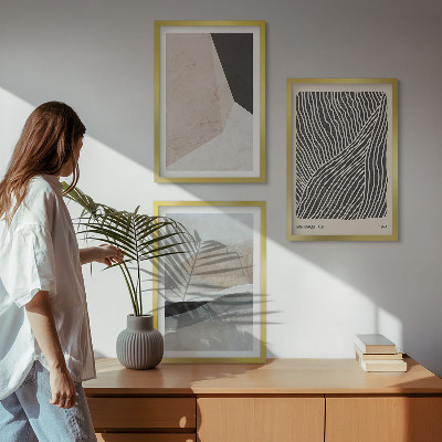 Tavelset ovanför soffa Abstrakta mönster beige och grå