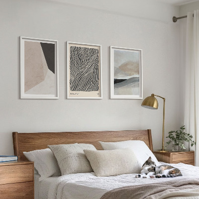 Tavelset ovanför soffa Abstrakta mönster beige och grå