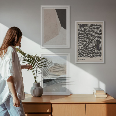 Tavelset ovanför soffa Abstrakta mönster beige och grå