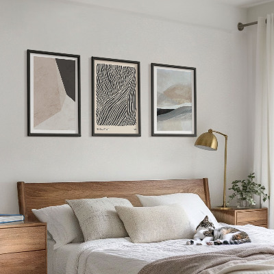 Tavelset ovanför soffa Abstrakta mönster beige och grå