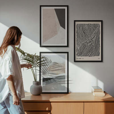 Tavelset ovanför soffa Abstrakta mönster beige och grå