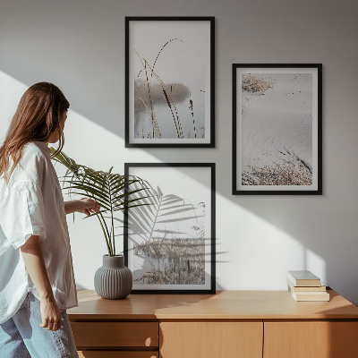 Set om 3 tavlor Vattenvegetation på sommaren
