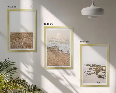 Tavelset med strandmotiv strandvågor och stenar sommar