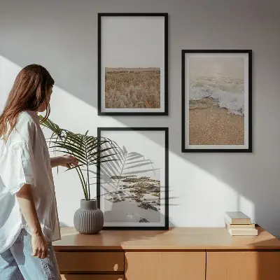 Tavelset med strandmotiv strandvågor och stenar sommar