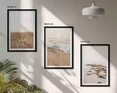 Tavelset med strandmotiv strandvågor och stenar sommar