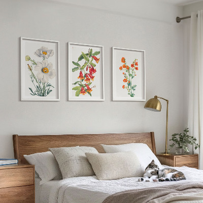 Tavelset ovanför soffa Retro blomsterarrangemang