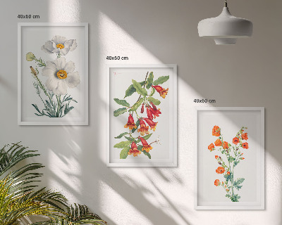 Tavelset ovanför soffa Retro blomsterarrangemang