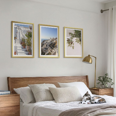 Tavelset ovanför soffa Vita trappor Santorini-utsikt
