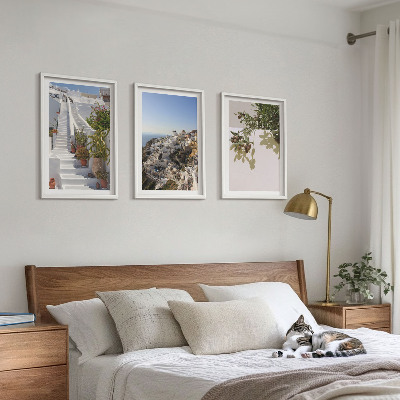 Tavelset ovanför soffa Vita trappor Santorini-utsikt