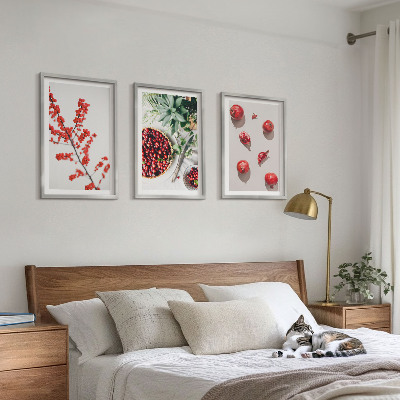 Tavelpaket med ramar Röda frukter av växter minimalism