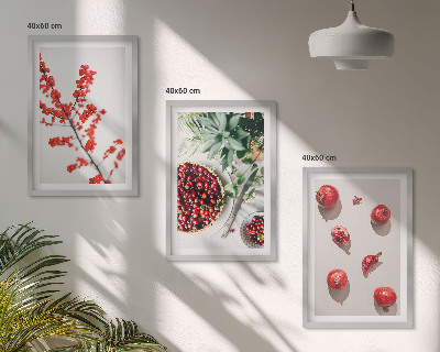 Tavelpaket med ramar Röda frukter av växter minimalism