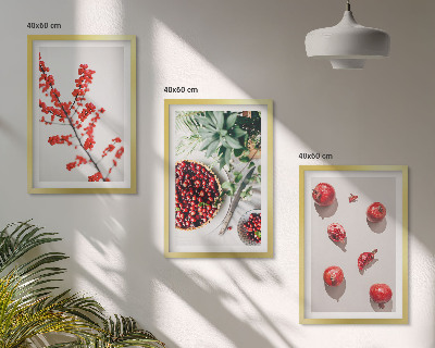 Tavelpaket med ramar Röda frukter av växter minimalism