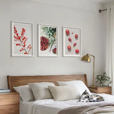 Tavelset med ramar minimalistiskt motiv av röda växtfrukter