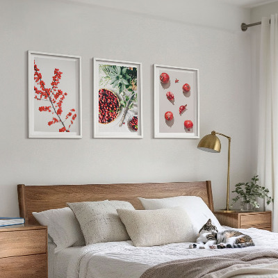 Tavelpaket med ramar Röda frukter av växter minimalism