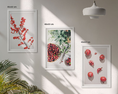 Tavelpaket med ramar Röda frukter av växter minimalism