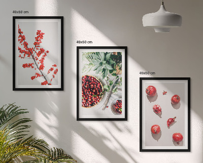 Tavelpaket med ramar Röda frukter av växter minimalism