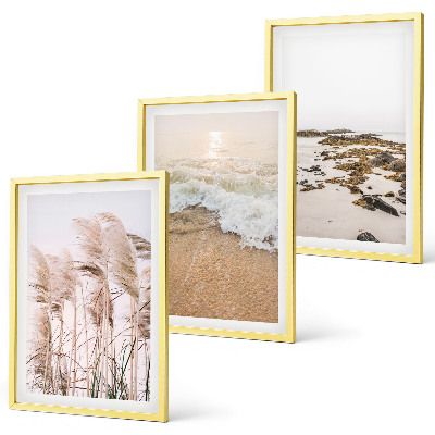 Tavelpaket med ramar Strandgräs vågor stenar boho