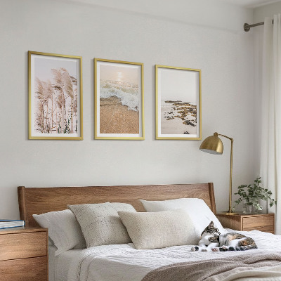 Tavelpaket med ramar Strandgräs vågor stenar boho