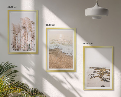 Tavelpaket med ramar Strandgräs vågor stenar boho