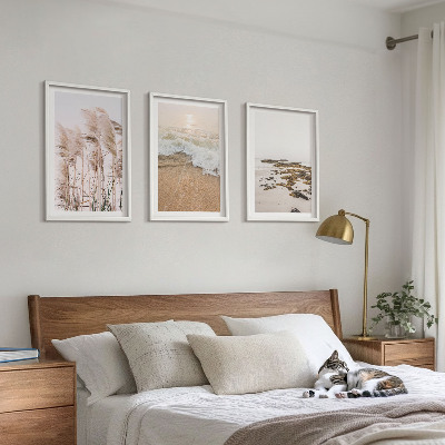 Tavelpaket med ramar Strandgräs vågor stenar boho