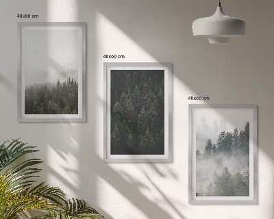 Tavelset ovanför soffa Gröna skogar dimma natur
