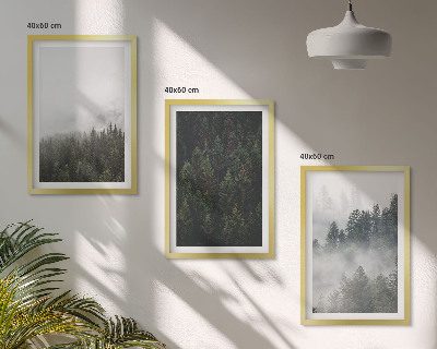 Tavelset ovanför soffa Gröna skogar dimma natur