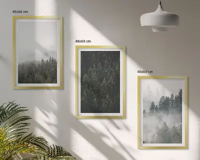 Tavelset med motiv av gröna skogar i dimma tavelset för vägg ovanför soffa