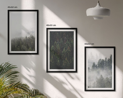 Tavelset ovanför soffa Gröna skogar dimma natur