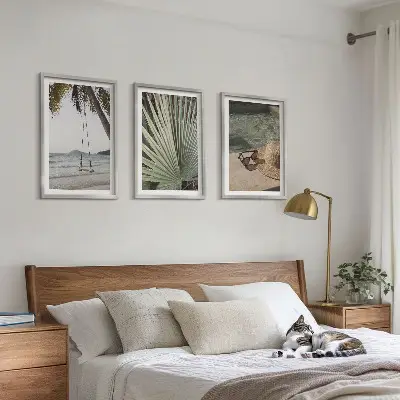 Tavelset med ramar semestermotiv med lövtema