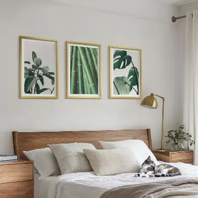 Bambustjälkar och monsterablad set om 3 tavlor