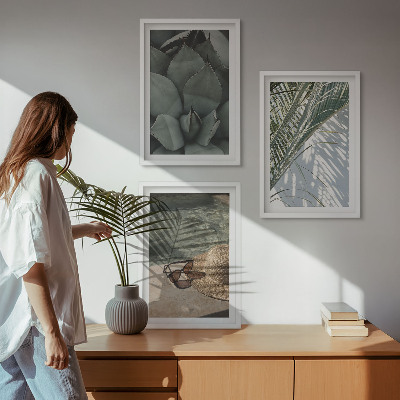 Tavelset ovanför soffa Tropiska växter för semestern