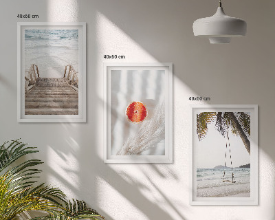 Tavelpaket med ramar Strand trätrappa semester