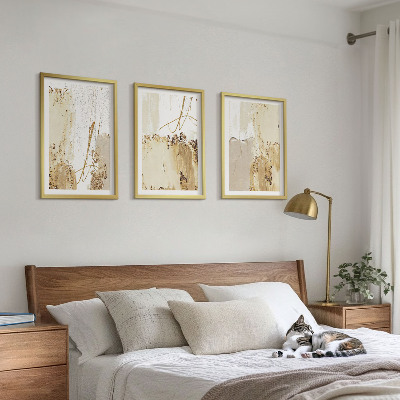 Tavelset ovanför soffa Abstrakta mönster beige vita