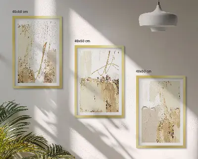 Tavelset för vägg ovanför soffa abstrakta mönster i beige och vitt
