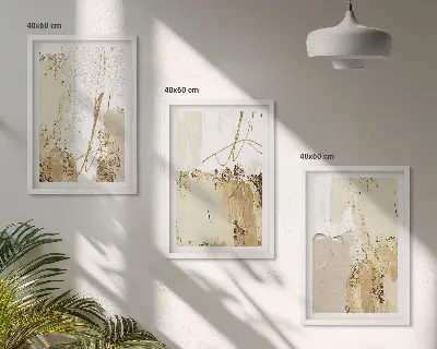 Tavelset för vägg ovanför soffa abstrakta mönster i beige och vitt