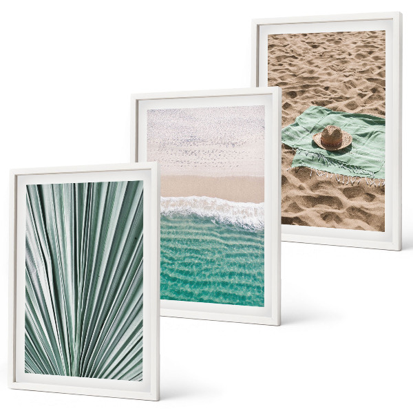 Tavelpaket med ramar Semesterutsikt strand hav