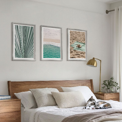 Tavelpaket med ramar Semesterutsikt strand hav