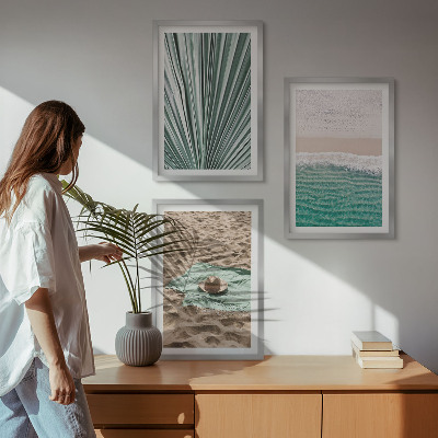 Tavelpaket med ramar Semesterutsikt strand hav