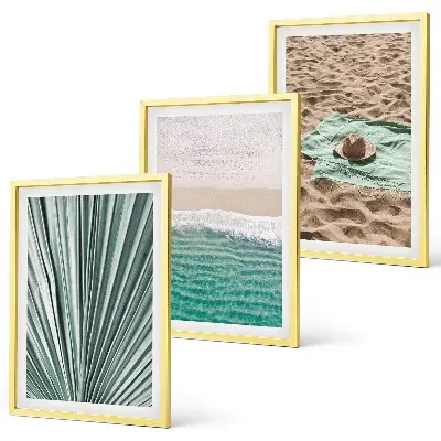 Tavelpaket med ramar semesterutsikt över strand och hav