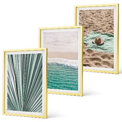 Tavelpaket med ramar Semesterutsikt strand hav