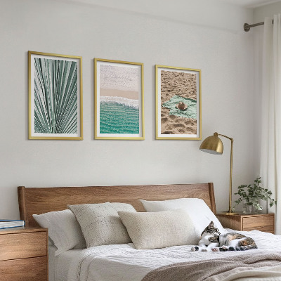 Tavelpaket med ramar Semesterutsikt strand hav