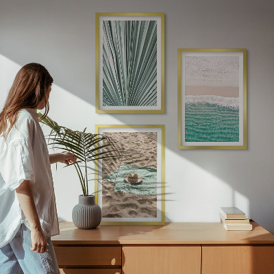 Tavelpaket med ramar Semesterutsikt strand hav