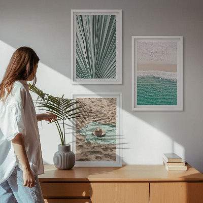 Tavelpaket med ramar Semesterutsikt strand hav