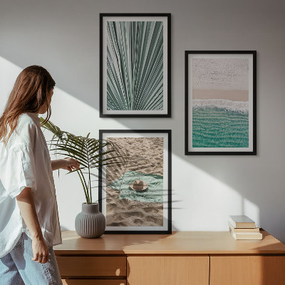 Tavelpaket med ramar Semesterutsikt strand hav