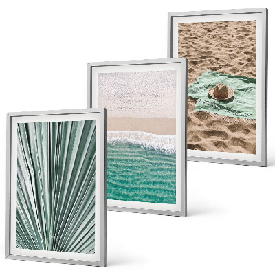 Tavelpaket med ramar Semesterutsikt strand hav