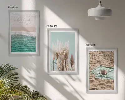 Strandvågor gräshatt set om 3 tavlor