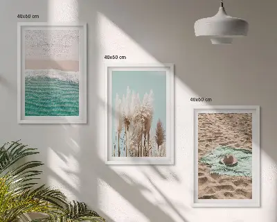 Strandvågor gräshatt set om 3 tavlor