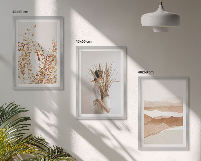 Tavelset ovanför soffa Rustika boho blommotiv