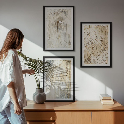 Tavelpaket med ramar Abstrakta mönster beige och grå