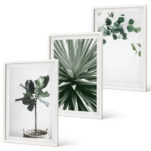Gröna växter minimalism set om 3 tavlor